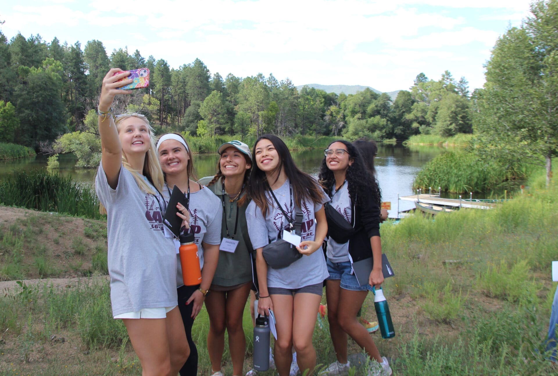 ASU College of Global Futures students near the canoeing station at CampWay in Prescott, Arizona